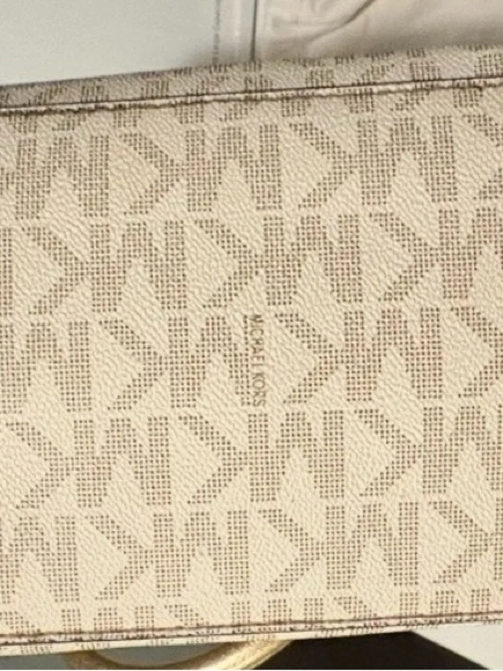 Michael Kors Gold and Cream Logo Dome Satchel